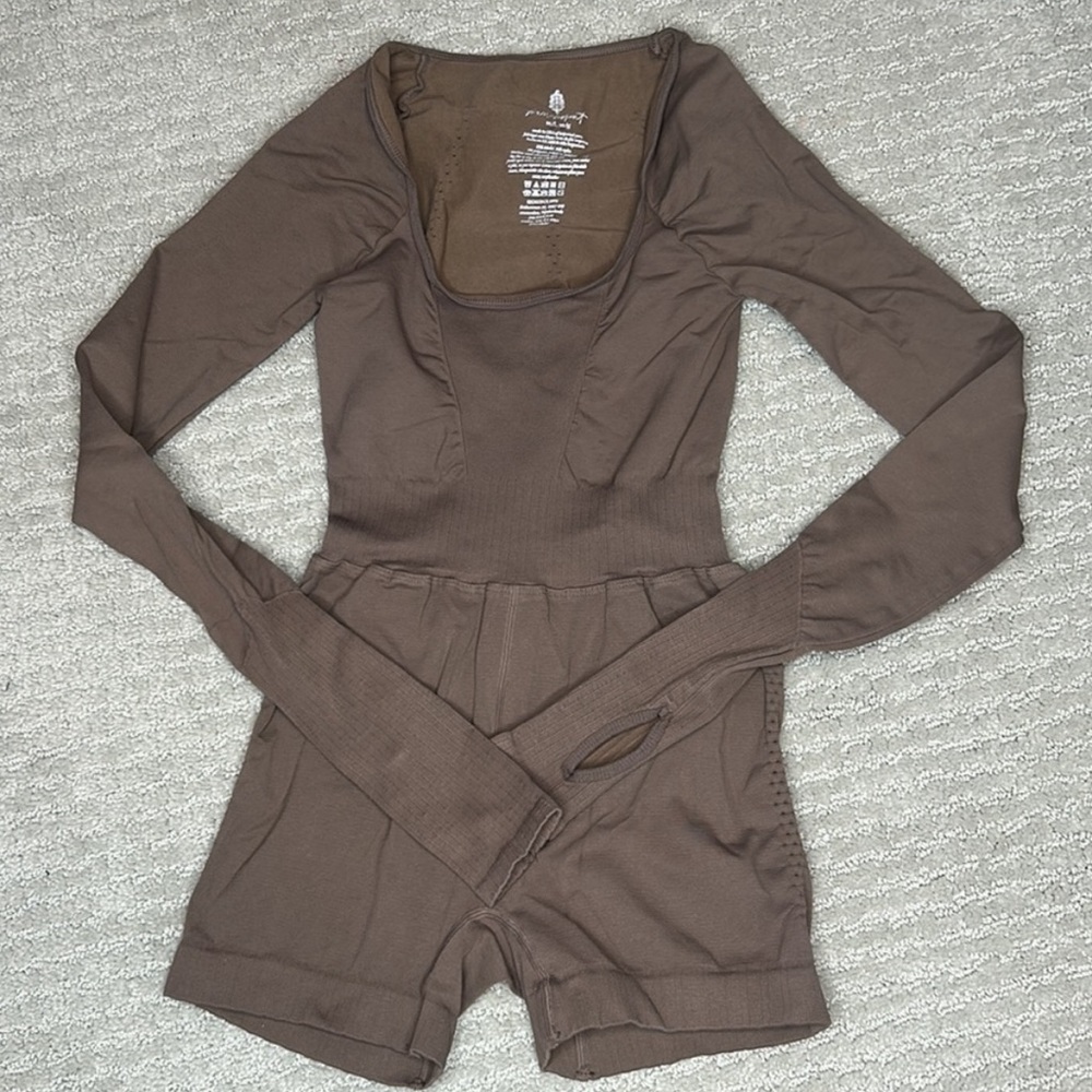 FREE PEOPLE | NWOT Good Karma Long Sleeve Runsie in Wild Mustang *